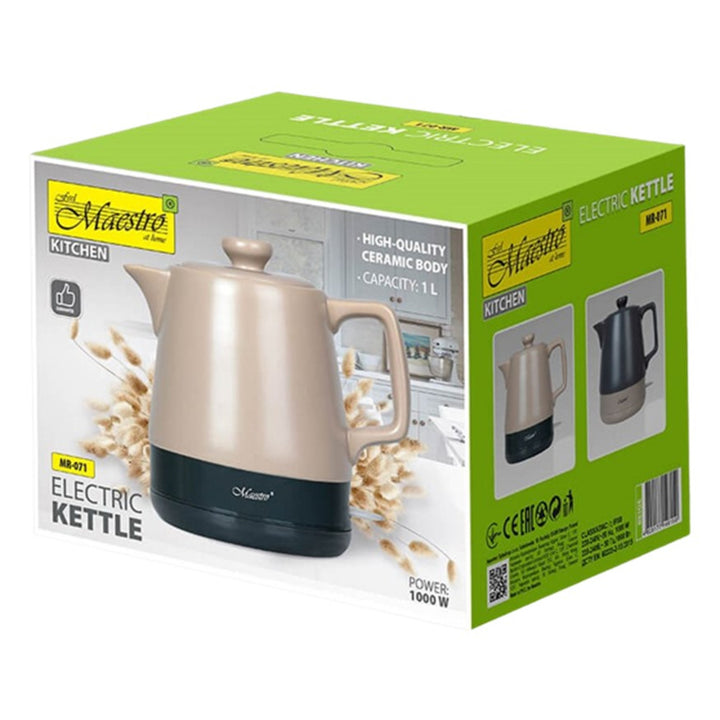 Keramická rýchlovarná kanvica 1l Maestro MR-071 béžová 1000W, zástrčka UK