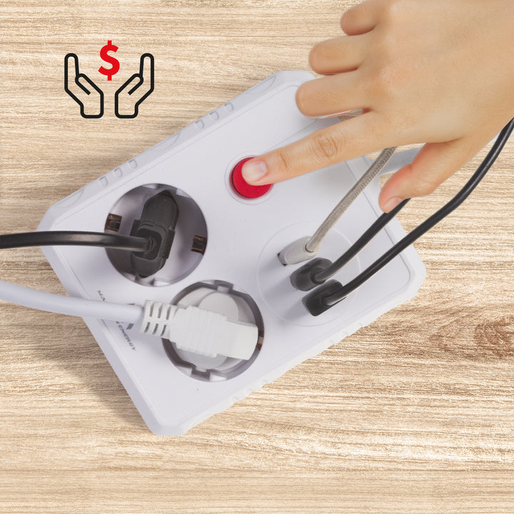 Napájacia lišta Maclean, predlžovací kábel 2 zásuvky + 3xUSB, 110-240V AC 50/60Hz, 2,1A max. 2500W, 3 m, biela, MCE388 W