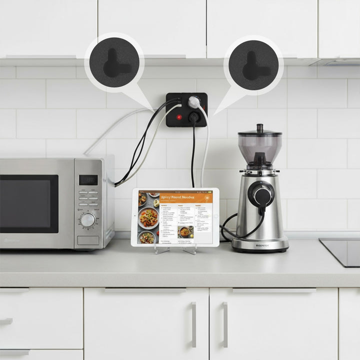 Napájacia lišta Maclean, predlžovací kábel 2 zásuvky + 3xUSB, 110-240V AC 50/60Hz, 2,1A max. 2500W, 3 m, čierna, MCE388 B