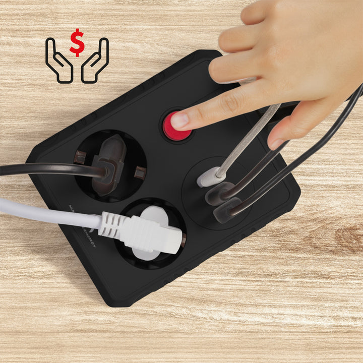 Napájacia lišta Maclean, predlžovací kábel 2 zásuvky + 3xUSB, 110-240V AC 50/60Hz, 2,1A max. 2500W, 3 m, čierna, MCE388 B