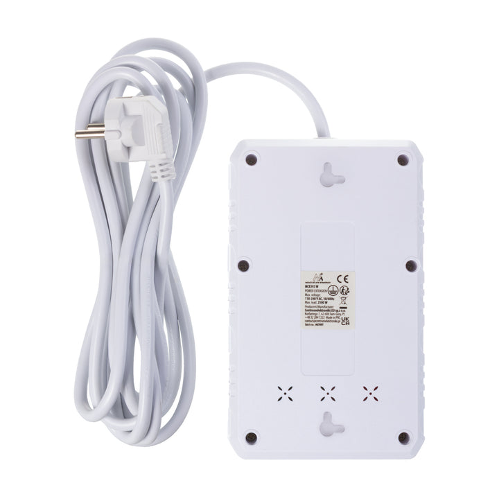 Napájacia lišta Maclean, predlžovací kábel so 4 zásuvkami + 3xUSB, 110-240 V AC 50/60 Hz, 2,1 A max. 2500 W, 3 m, biela, MCE393 W