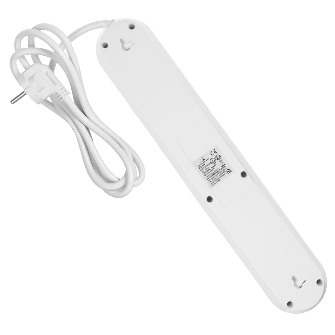 Napájacia lišta Maclean, predlžovací kábel s 5 zásuvkami + 3xUSB, 110-240 V AC 50/60 Hz, 2,1 A max. 2500 W, 1,5 m, biela, MCE395 W
