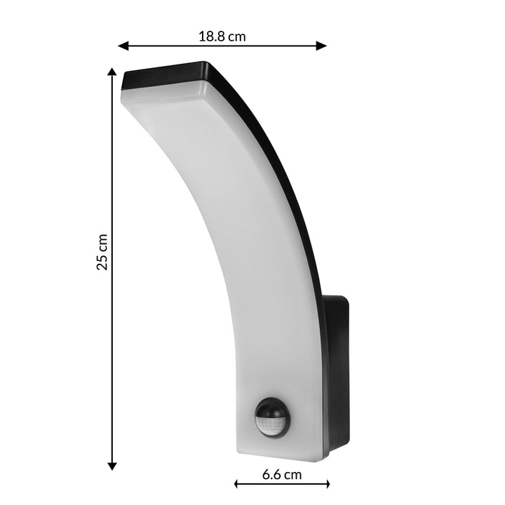 Maclean LED lampa so senzorom pohybu, PIR senzor pohybu, čierna, 20W, IP65, 2000lm, neutrálna biela (4000K) MCE512 B, 2 kusy