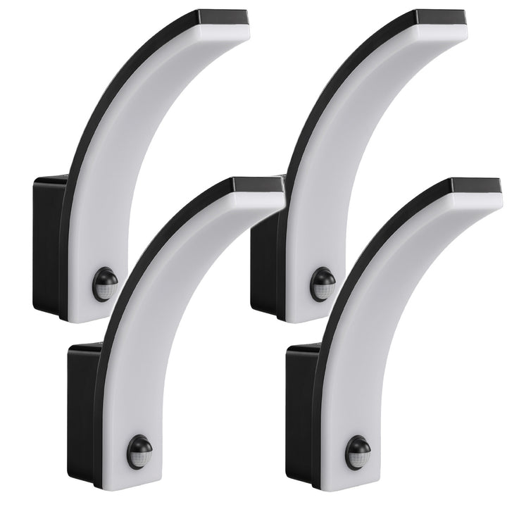 Maclean LED lampa so senzorom pohybu, PIR senzor pohybu, čierna, 20W, IP65, 2000lm, neutrálna biela (4000K) MCE512 B, 4 kusy