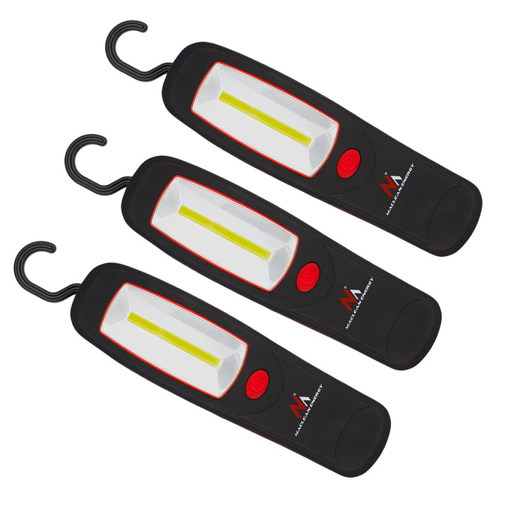 Dielenská lampa COB LED Maclean, magnet, háčik, MCE03, 3 kusy