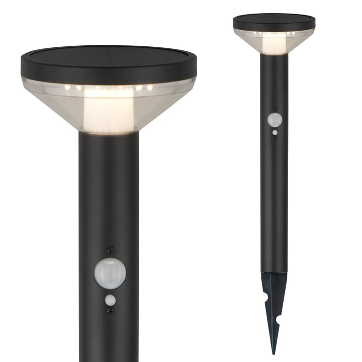 Solárne LED svetlo Maclean, so senzorom, 3 režimy, zástrčka, Li-ion 18650, IP44, 3,7 V, 1200 mAh, čierna, MCE465 B, 6 kusov
