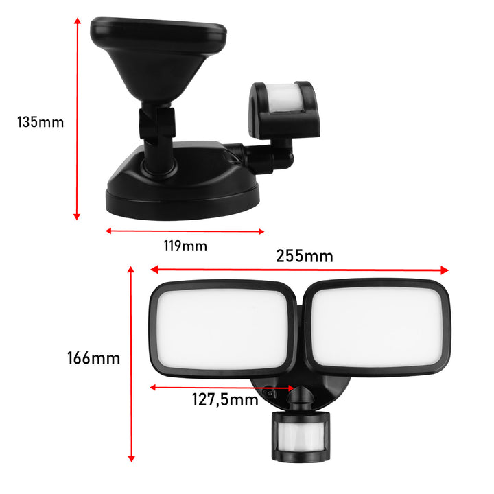Nástenná LED lampa Maclean, s PIR senzorom, 20 W, 1500 lm, IP65, neutrálna biela 4000 K, čierna, MCE524 B