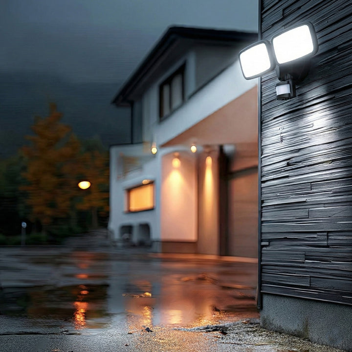 Nástenná LED lampa Maclean, s PIR senzorom, 20 W, 1500 lm, IP65, neutrálna biela 4000 K, čierna, MCE524 B