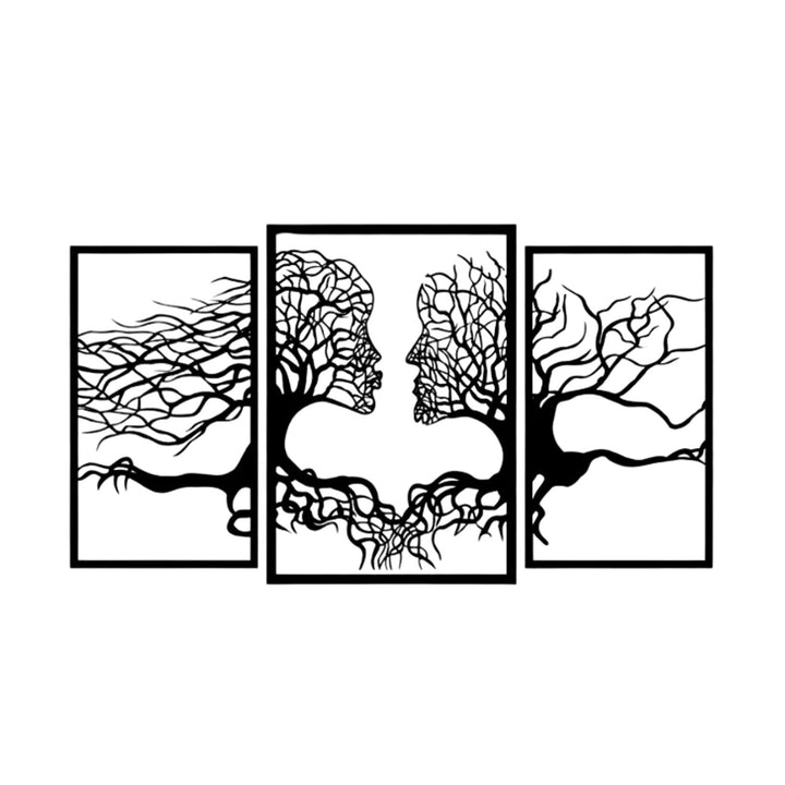 Eyoka ažurový obraz, 3D dekorácia na stenu, 3D obraz "Tváre zo stromov" 180x100cm Čierna