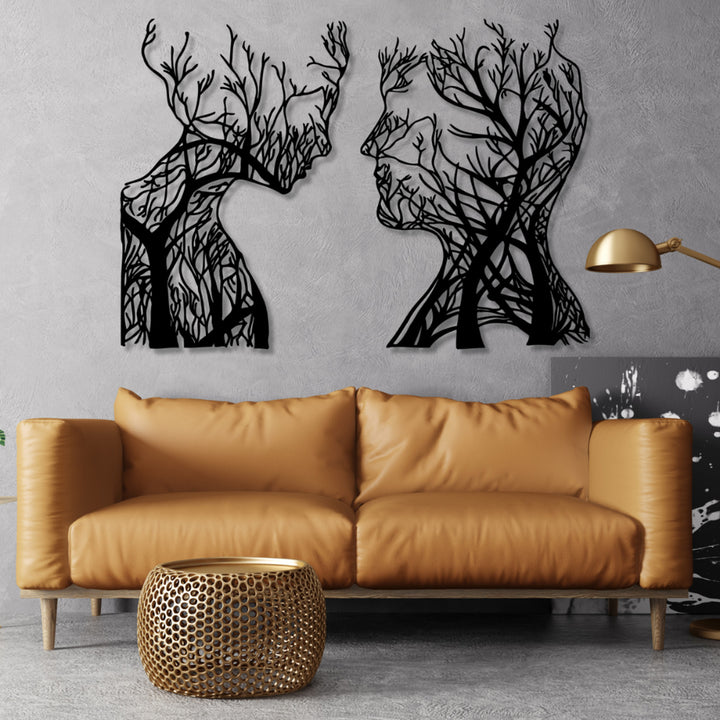 Aranžovaná maľba, 3D dekorácia na stenu, 3D maľba "Hlavy stromov" 140x100cm čierna