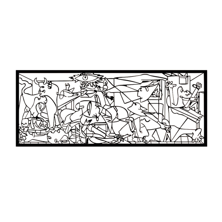 Aranžérsky obraz, 3D dekorácia na stenu, 3D obraz "Guernica, Pablo Picasso" 80x32cm čierna