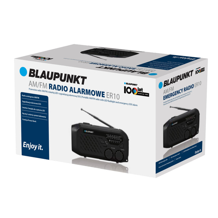 Rádio Blaupunkt sieťové/batériové, LED svietidlo, indikácia SOS, anténa, ER10