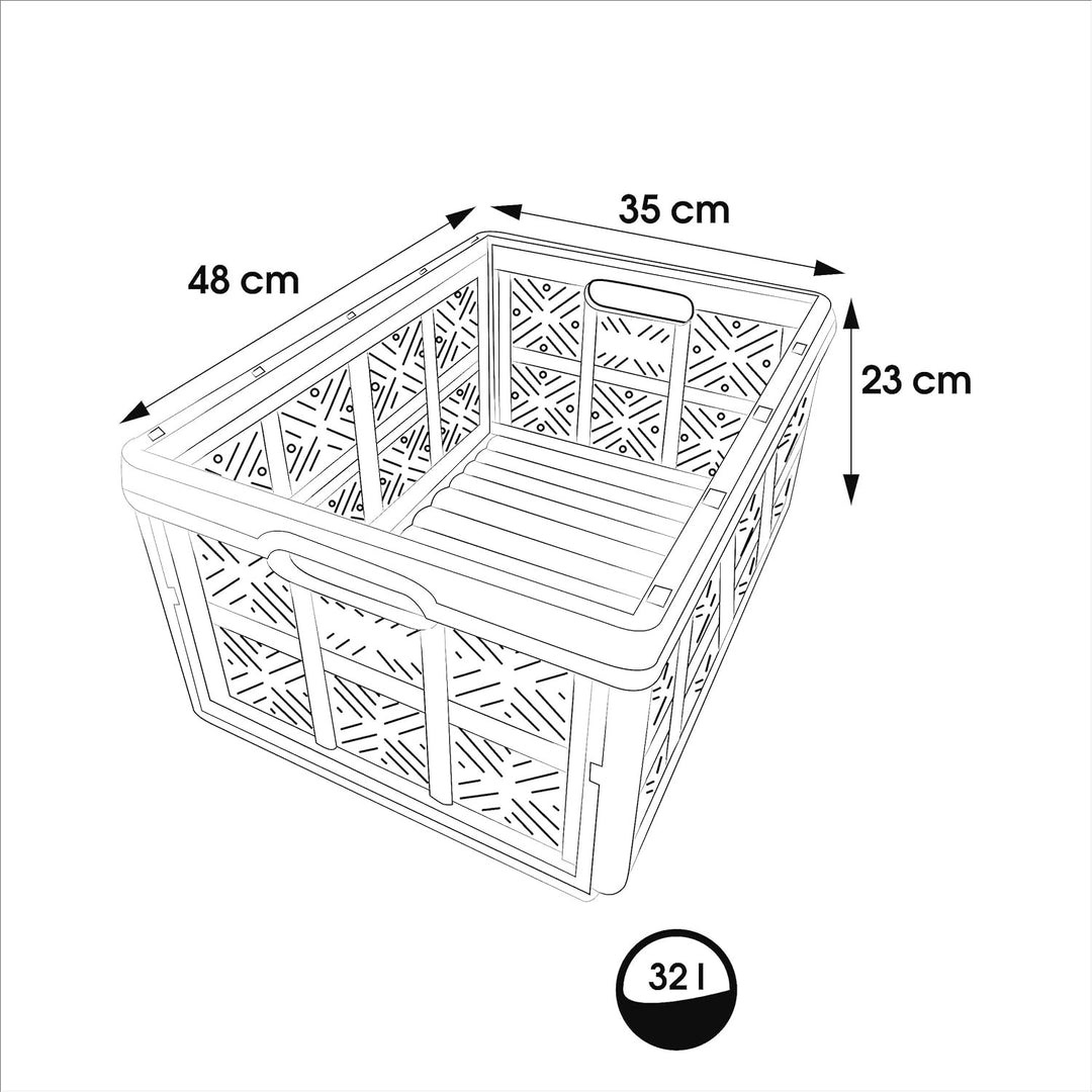 Plastový skladací kôš Keeeper, 32 l, sivo-čierny