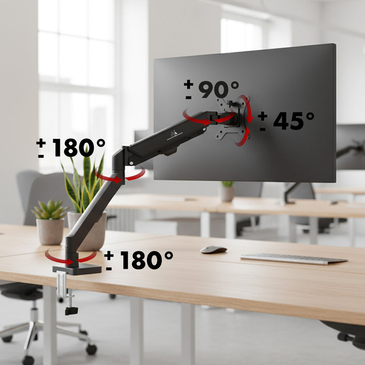 Držiak monitora Maclean, plynová pružina, 17"-32", 2-10 kg, čierny, MC-133