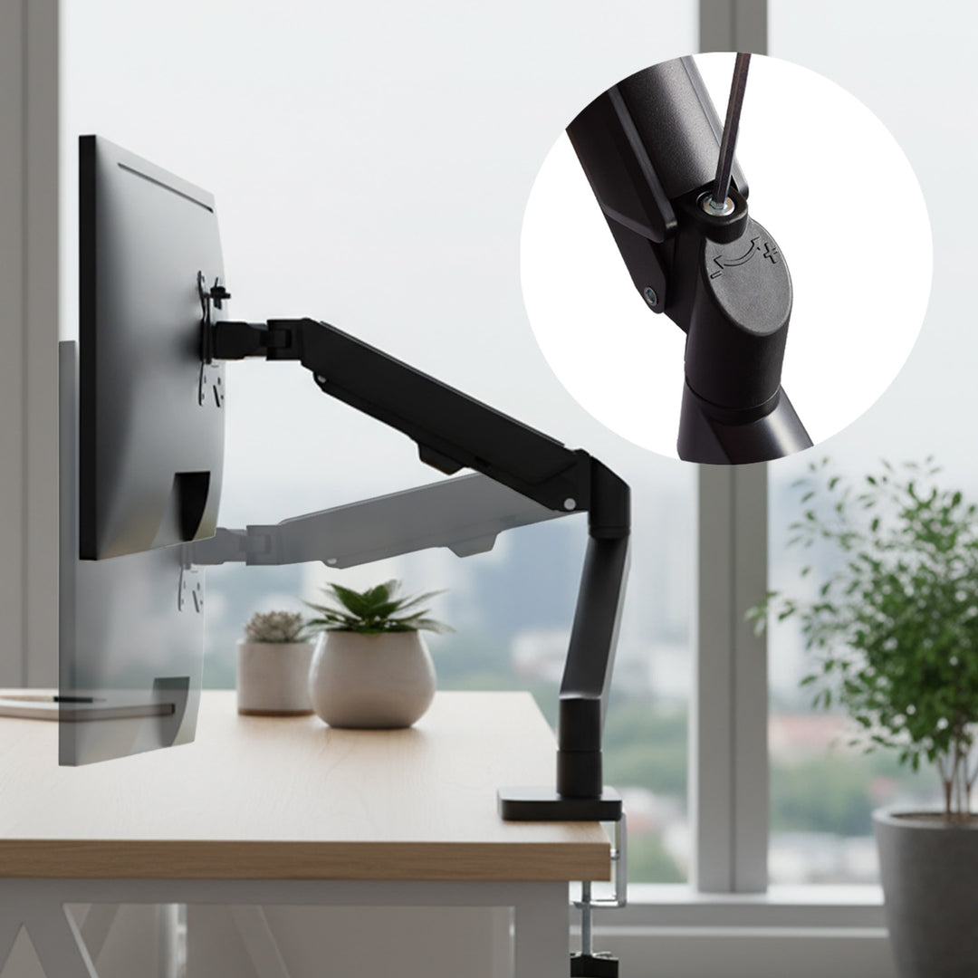 Držiak monitora Maclean, plynová pružina, 17"-32", 2-10 kg, čierny, MC-133