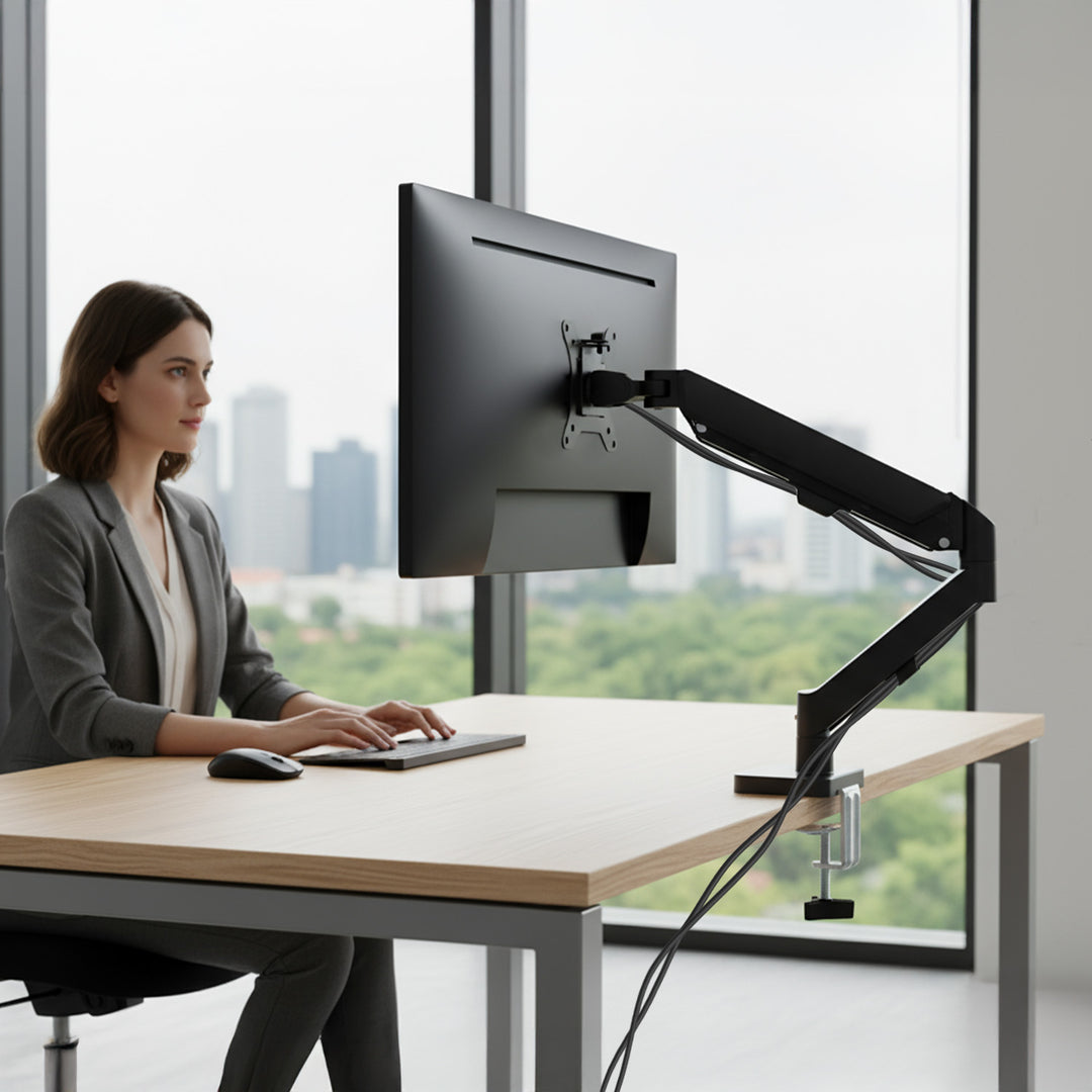 Držiak monitora Maclean, plynová pružina, 17"-32", 2-10 kg, čierny, MC-133