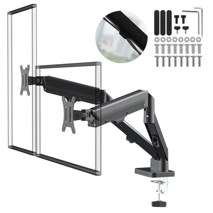 Držiak pre 2 monitory Maclean, plynová pružina, 17"-32", 2-10 kg, čierny, MC-134