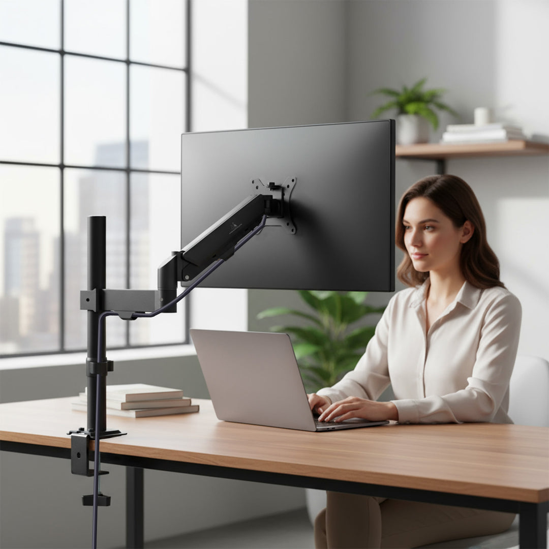 Držiak monitora Maclean, plynová pružina, 17"-32", 2-10 kg, čierny, MC-135