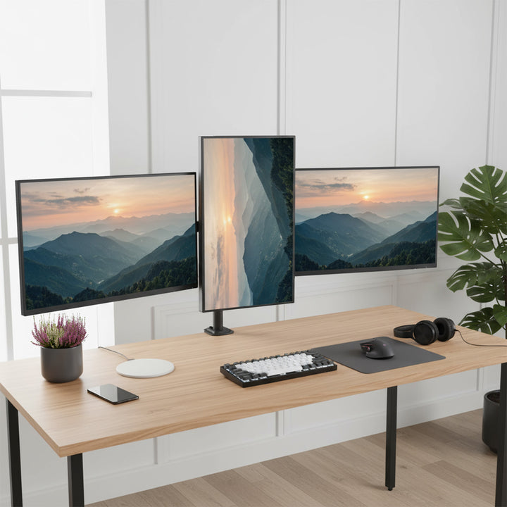 Držiak pre 3 monitory Maclean, plynová pružina, 17"-27", 2-8 kg, čierny, MC-137