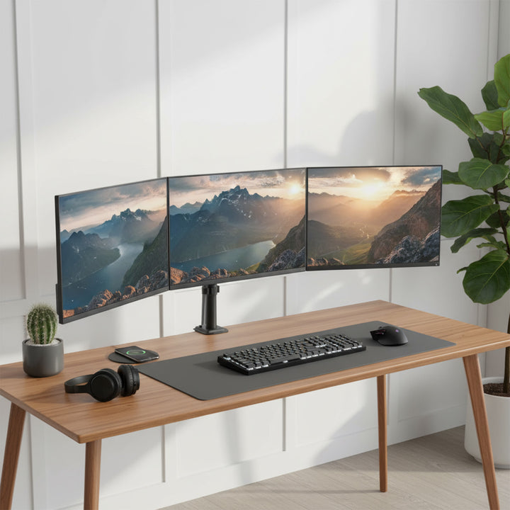 Držiak pre 3 monitory Maclean, plynová pružina, 17"-27", 2-8 kg, čierny, MC-137