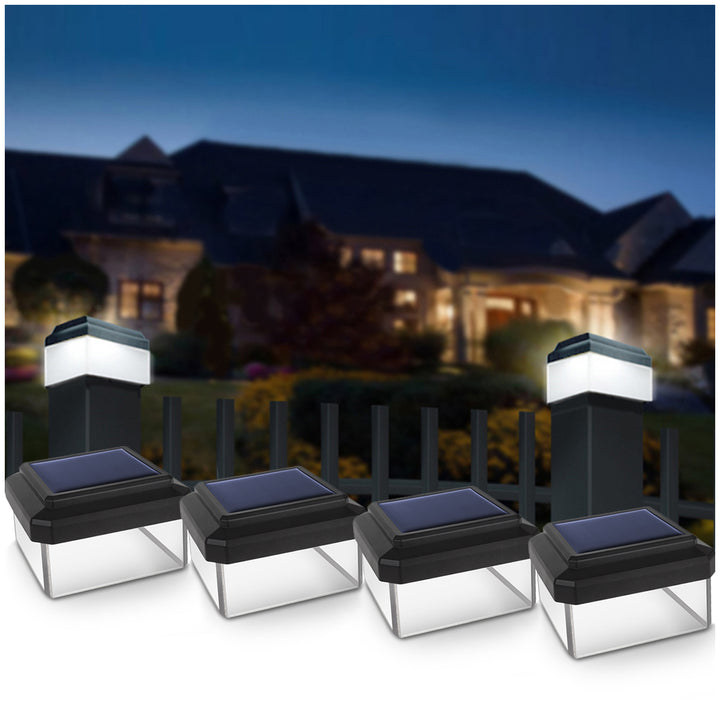 GreenBlue solárne LED svetlo na stĺp, 60x60mm, obálková strieška, GB126, 4 kusy