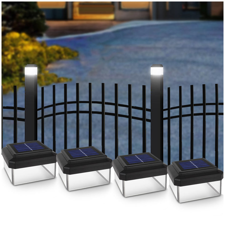GreenBlue solárne LED svetlo na stĺp, 100x100mm, obálková strieška, GB128, 4 kusy