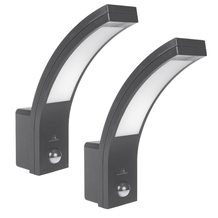 Maclean LED lampa so senzorom pohybu, PIR senzor pohybu, sivá, 10W, IP54, 750lm, neutrálna biela (4000K) MCE244 GR, 2 ks