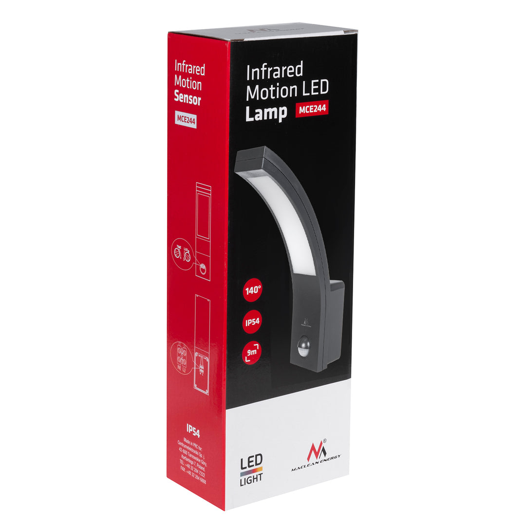 Maclean LED lampa s detektorom pohybu, PIR senzor, čierna, 10W, IP54, 750lm, neutrálna biela (4000K) MCE244 B, 2 ks