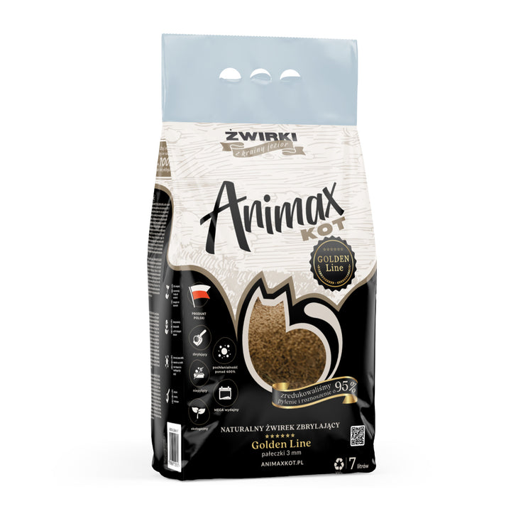 Podstielka, Animax Golden line 3 mm, malé valčeky, vrece 7 l