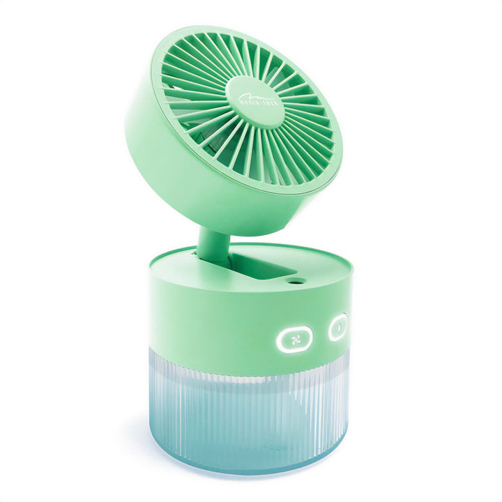 Stolný ventilátor so zvlhčovaním vzduchu. Objem 350 ml. Hmla 40 ml/h. Napájanie cez USB-C.
