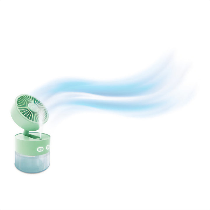 Stolný ventilátor so zvlhčovaním vzduchu. Objem 350 ml. Hmla 40 ml/h. Napájanie cez USB-C.