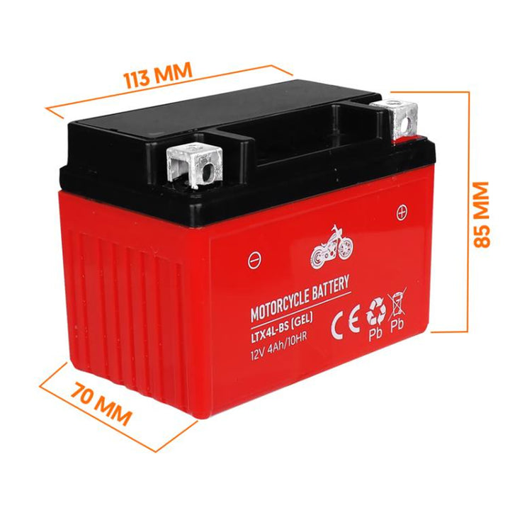 Gélová batéria Lamex, pre motocykle, 12V, 4Ah, LTX4L-BS