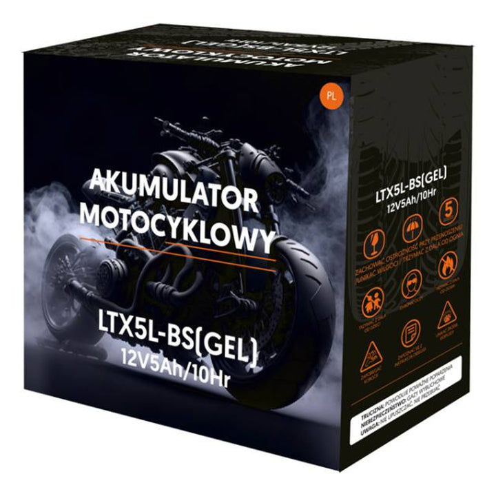 Gélová batéria Lamex, pre motocykle, 12V, 5Ah, LTX5L-BS