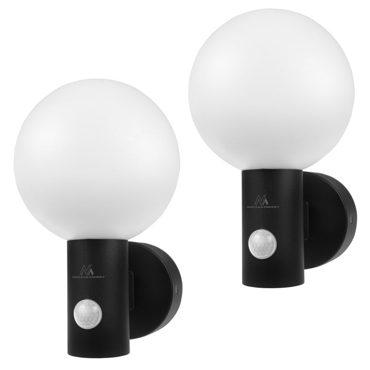 Maclean LED lampa so senzorom pohybu, PIR senzor pohybu, čierna, 15W, IP65, 1600lm, neutrálna biela (4000K) MCE515 B, 2 kusy
