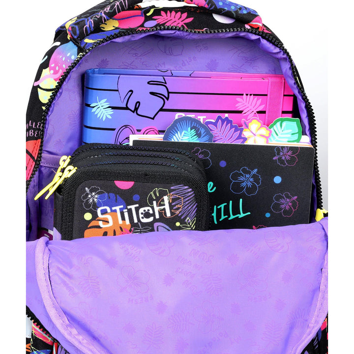 Školský batoh 19 L Coolpack Jerry DISNEY STITCH black + CoolPack trojkomorový penál s príslušenstvom JUMPER 3 STITCH