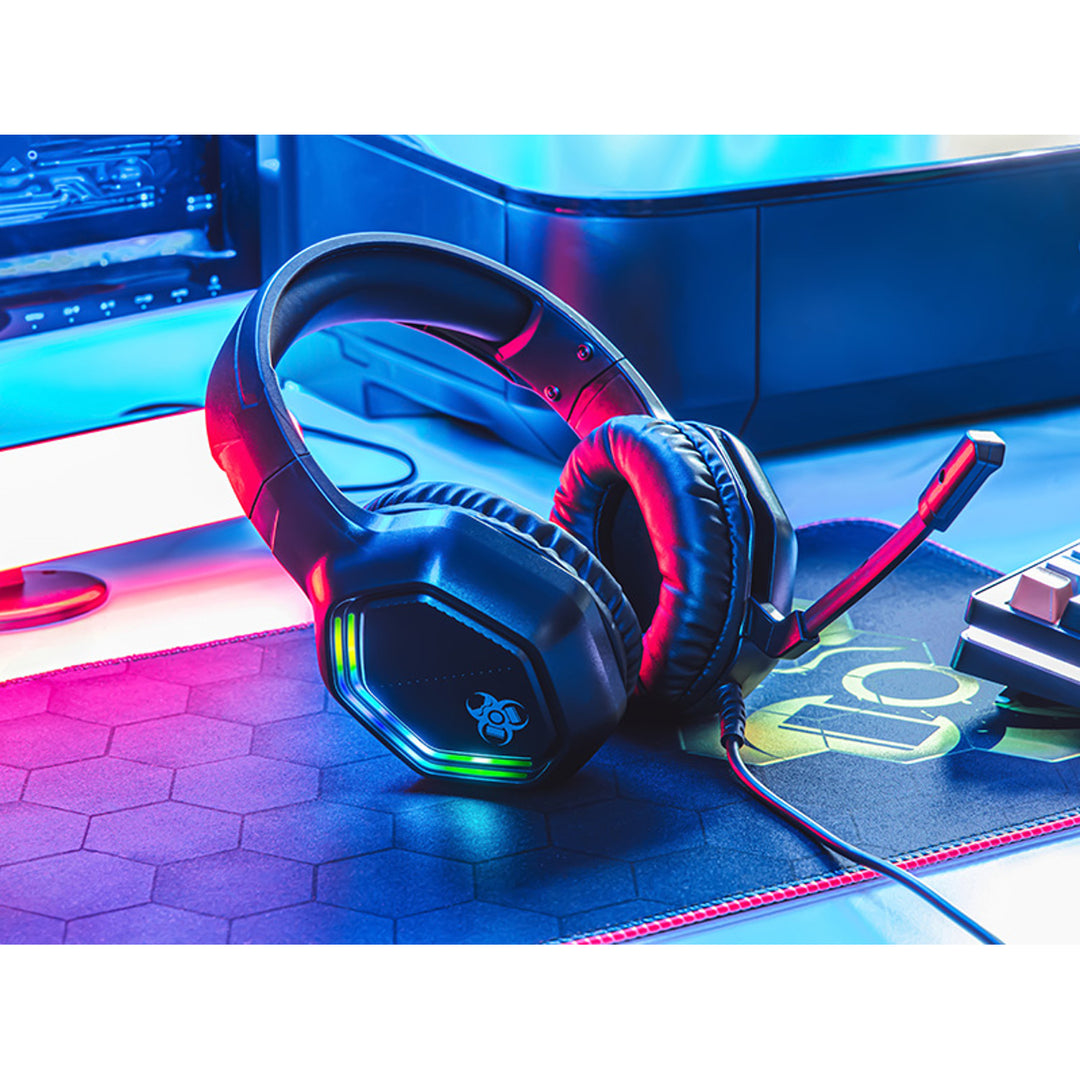 Herné slúchadlá Tracer, podsvietenie RGB, skladací mikrofón, Gamezone GZ X3