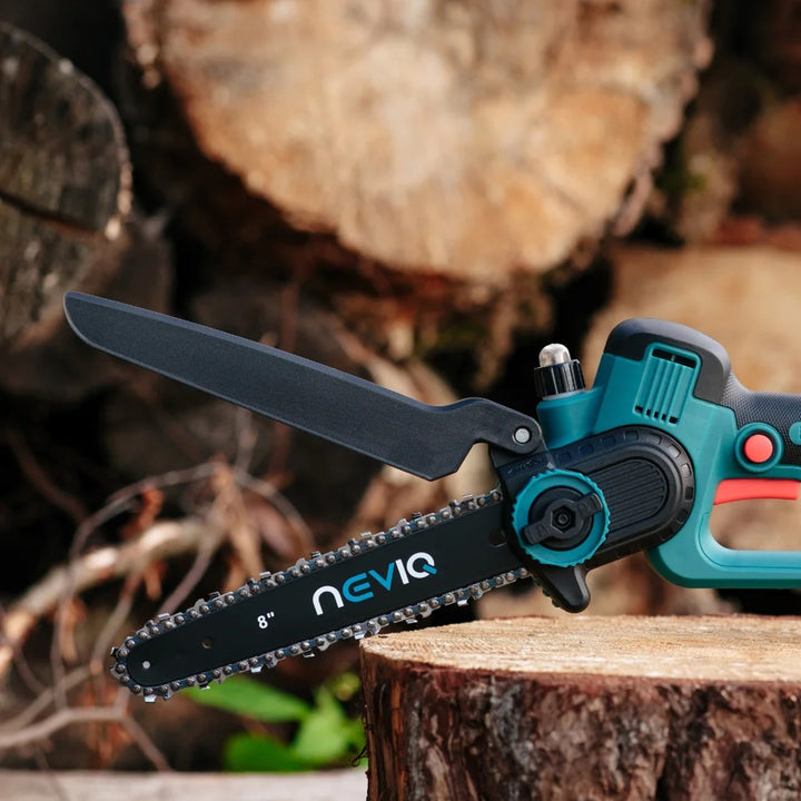 Akumulátorová reťazová píla NEVIQ, 8'' lišta, 500 W, bezkartáčový motor, LX8303