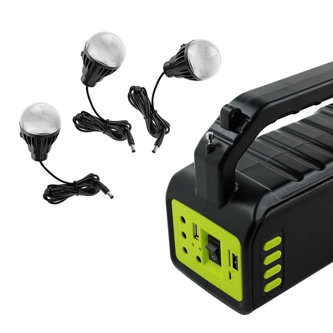 Multifunkčná solárna baterka Verna, 6v1, powerbanka, solárny panel, lampa, LED svetlá, reproduktor+rádio, Tur000008