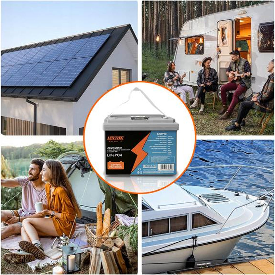 Batéria Lexton LiFePo4, lítium-železitý fosfát, s BMS, 12,8 V, 70 Ah, LXLFP70