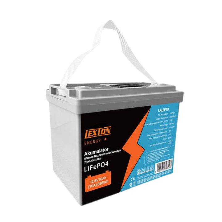 Batéria Lexton LiFePo4, lítium-železitý fosfát, s BMS, 12,8 V, 70 Ah, LXLFP70