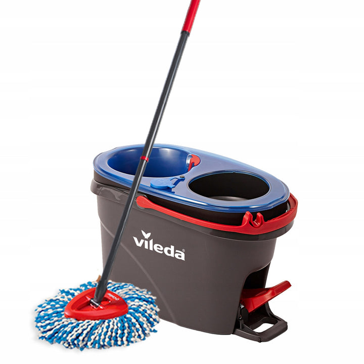 Rotačný mop Vileda, dve komory, odstredivý systém, sklopná tyč, jednoduché čistenie rohov, turbo H2prO