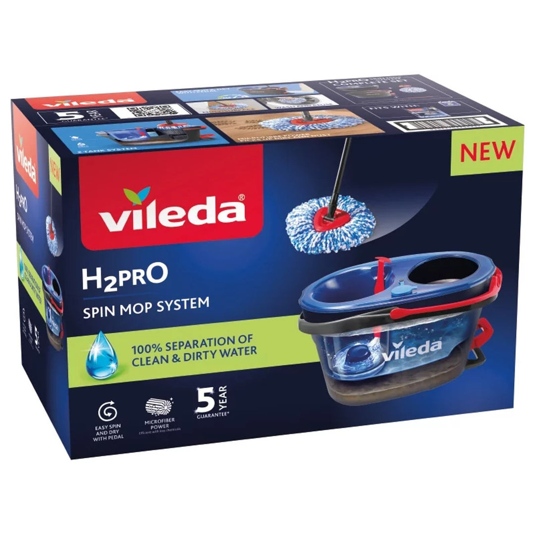 Rotačný mop Vileda, dve komory, odstredivý systém, sklopná tyč, jednoduché čistenie rohov, turbo H2prO