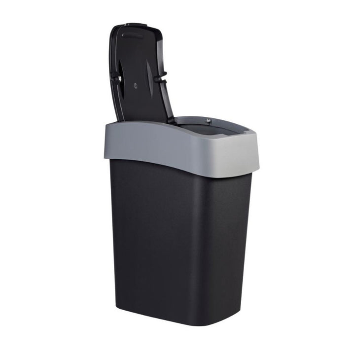 Odpadkový kôš Curver, s vekom, výklopný, 25 l, čierny/strieborný, Flip Bin