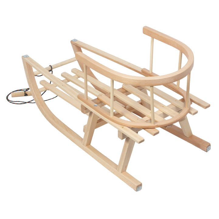 Zelenomodré drevené sánky, operadlo, sedadlo, šnúra, do 100 kg, GB159