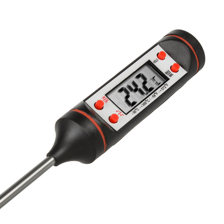 Teplomer/sonda na potraviny, zelenomodrý, dĺžka sondy 15 cm, teplotný rozsah -50 °C až +300 °C, presnosť 0,1 °C, GB178, 3 ks.