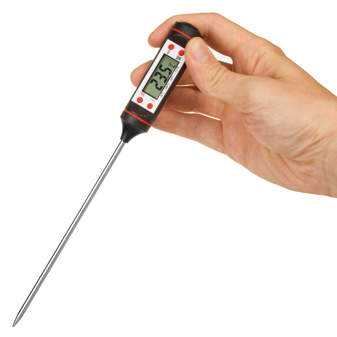 Teplomer/sonda na potraviny, zelenomodrý, dĺžka sondy 15 cm, teplotný rozsah -50 °C až +300 °C, presnosť 0,1 °C, GB178, 3 ks.