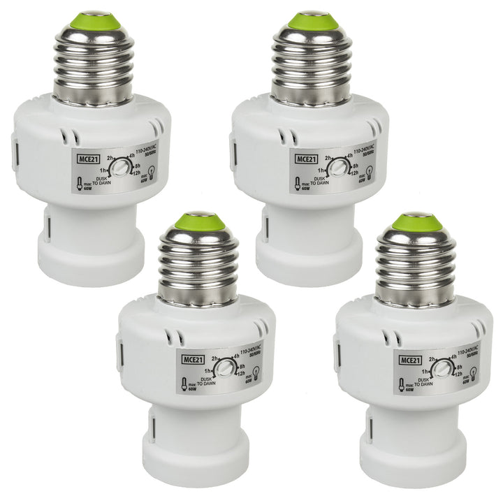 Objímka Maclean, E27, max. 100 W, so súmrakovým senzorom, časovač, biela, MCE21W, 4 kusy