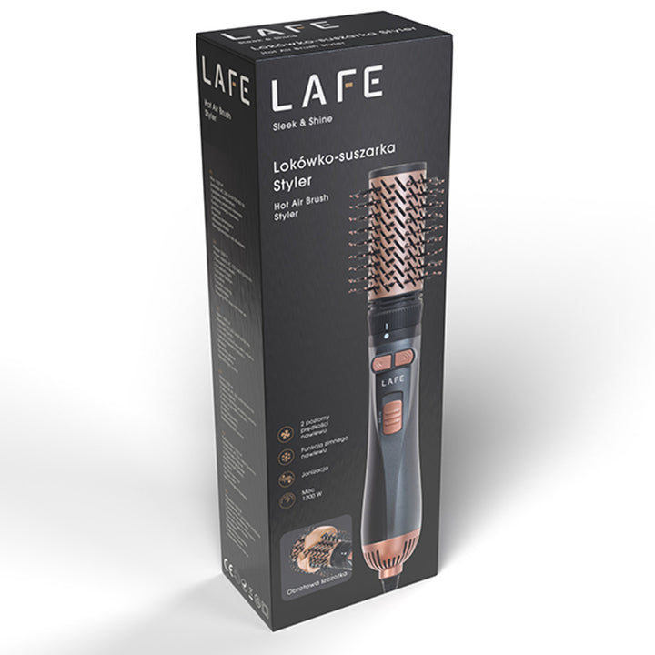 Rotačná kulma/sušiak LAFE, 2 rýchlosti, 3 stupne tepla, ionizácia, 1200 W, štýl Sleek and Shine