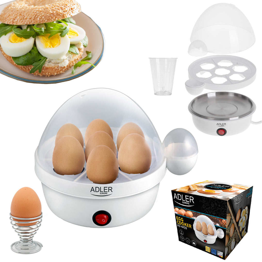 Automatický varič vajec Adler, na 7 vajec, výkon 450 W, biely, AD 4459