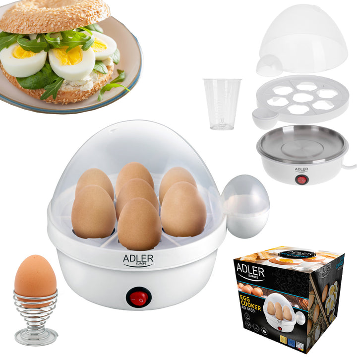 Automatický varič vajec Adler, na 7 vajec, výkon 450 W, biely, AD 4459